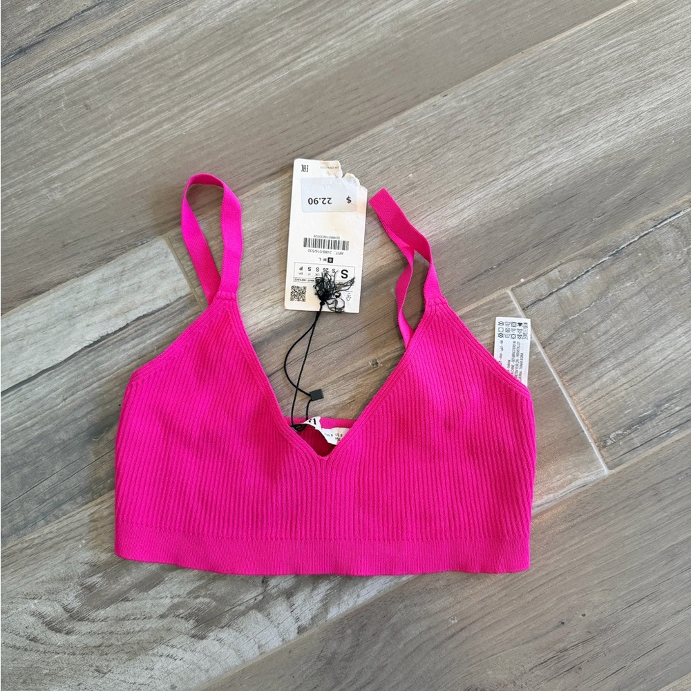 Zara Pink Ribbed Bralette